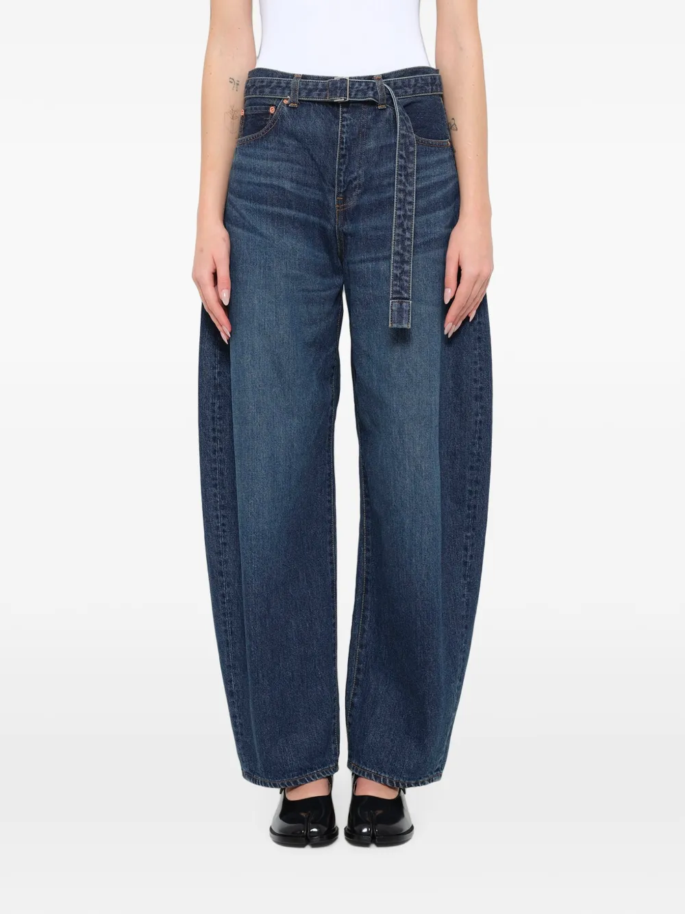 sacai belted jeans Blauw