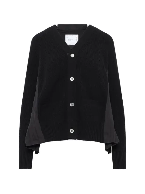 sacai pleated-panel cardigan
