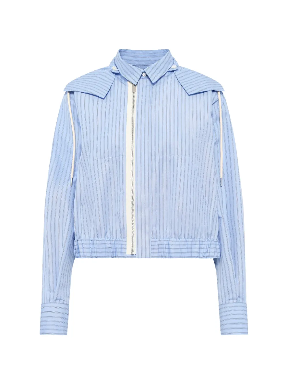 sacai striped drawstring hoodie - Blue