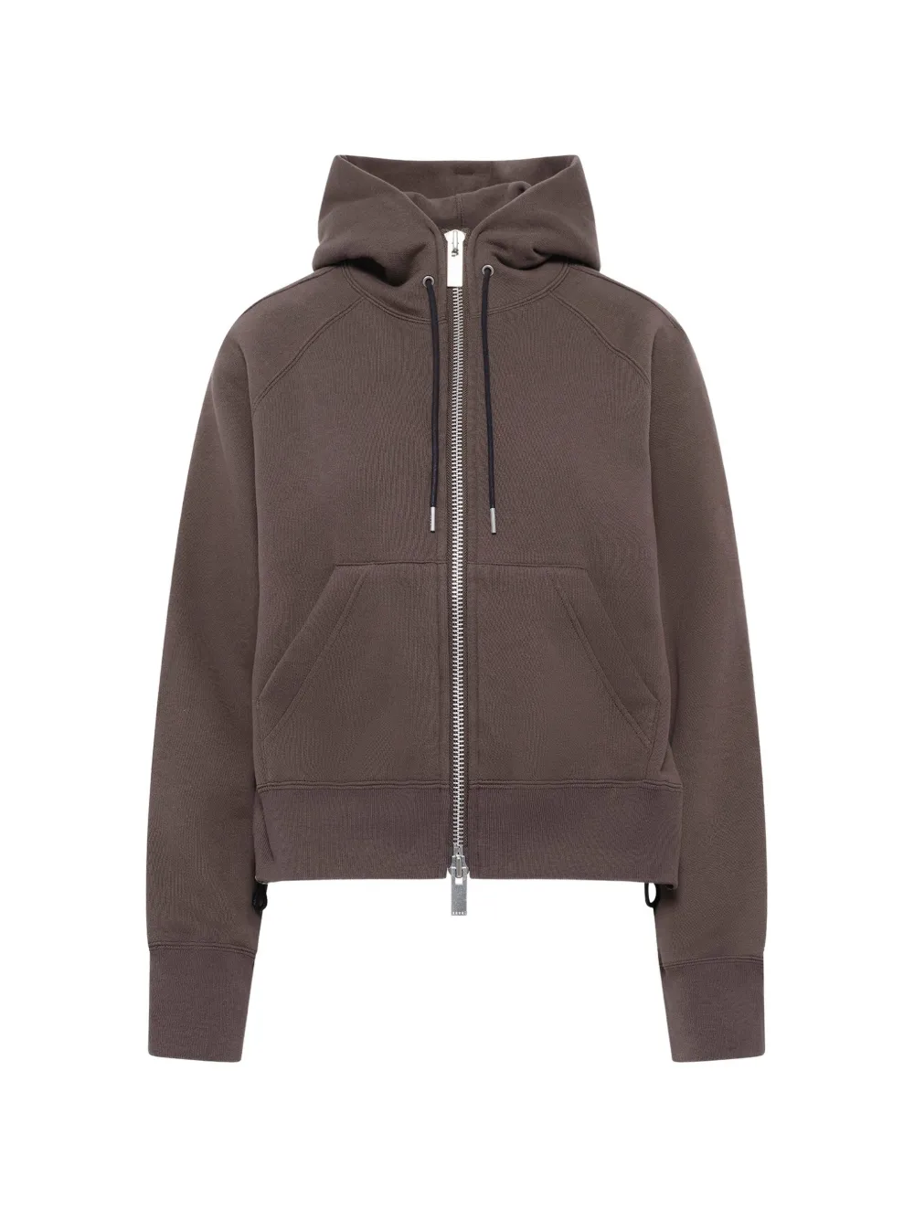 sacai zip-up drawstring hoodie - Brown