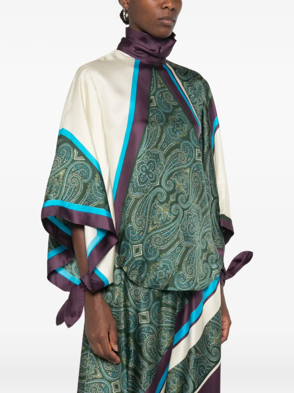 ALEMAIS Joni zijden top met paisley-print Groen
