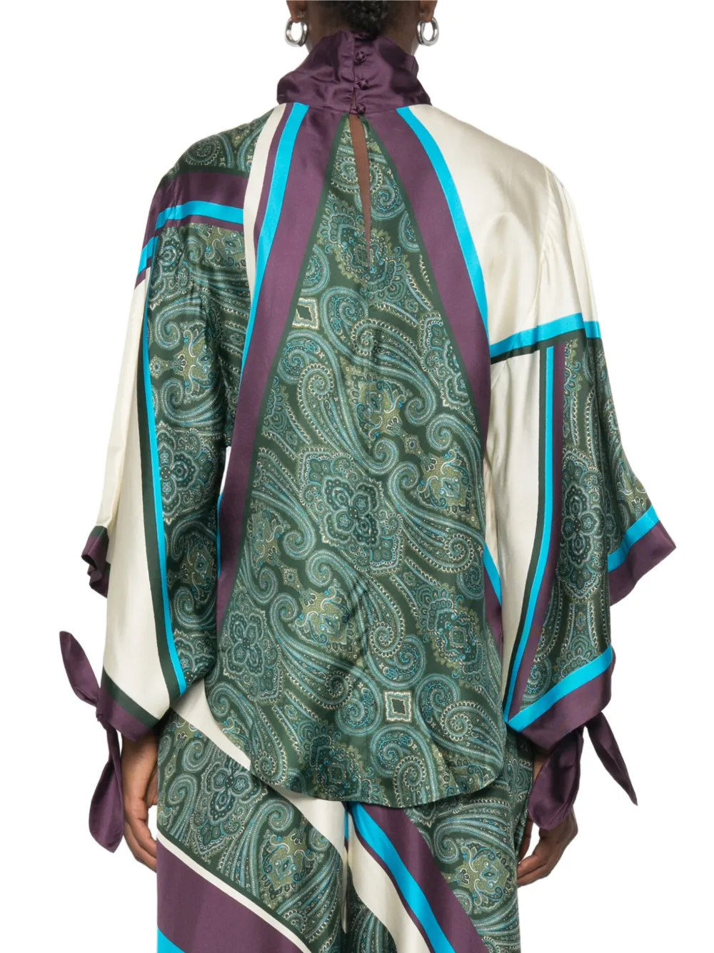 ALEMAIS Joni zijden top met paisley-print Groen