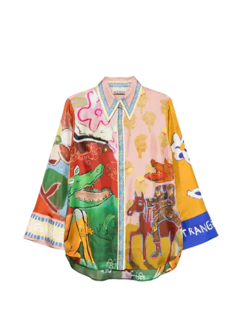 ALEMAIS camisa Mlak de seda con estampado gráfico