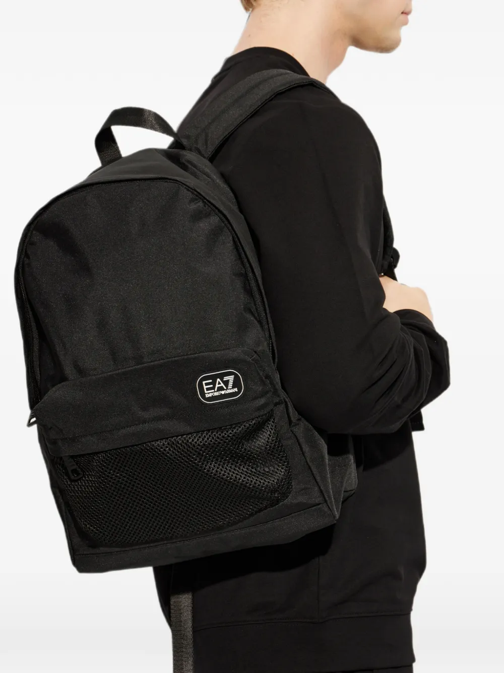 Ea7 Emporio Armani Rugzak met mesh zak en logo-patch Zwart