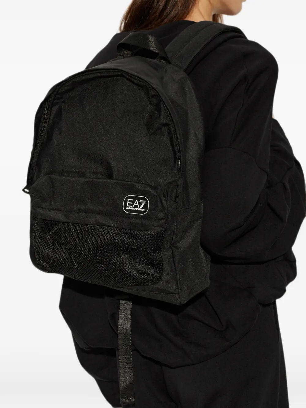 Ea7 Emporio Armani Rugzak met mesh zak en logo-patch Zwart