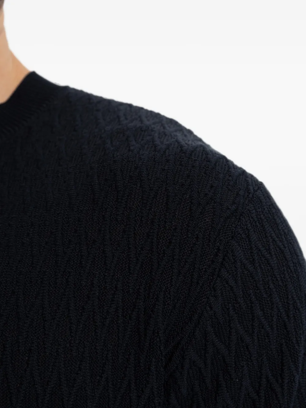 Emporio Armani chevron jacquard knit sweater Blauw