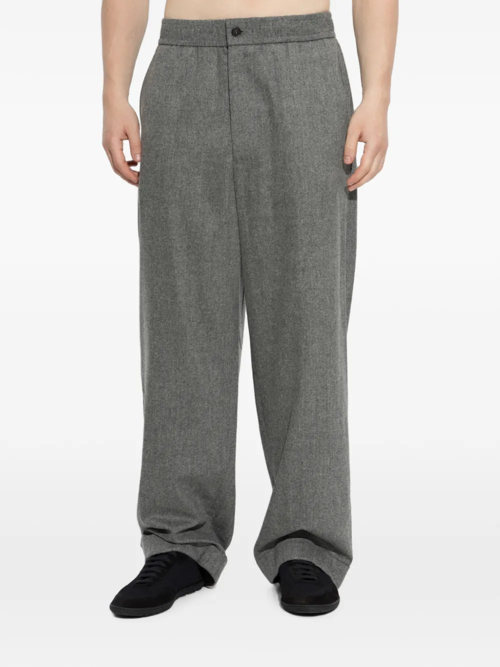 Giorgio Armani oversized trousers in wool and cashmere with denim effect Grijs