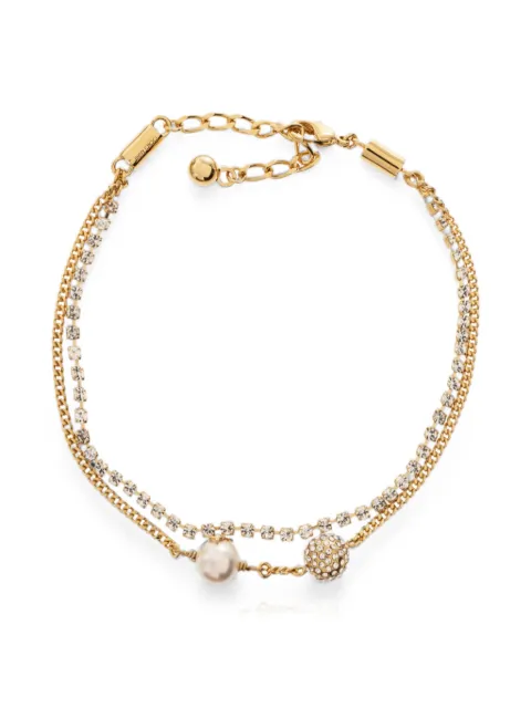 Jimmy Choo crystal-embellished faux-pearl anklet