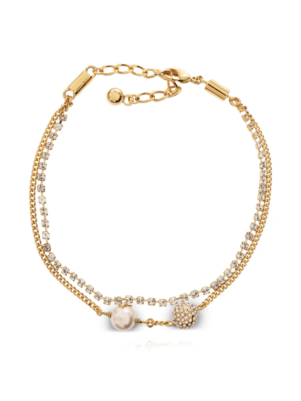 Jimmy Choo crystal-embellished faux-pearl anklet - Oro
