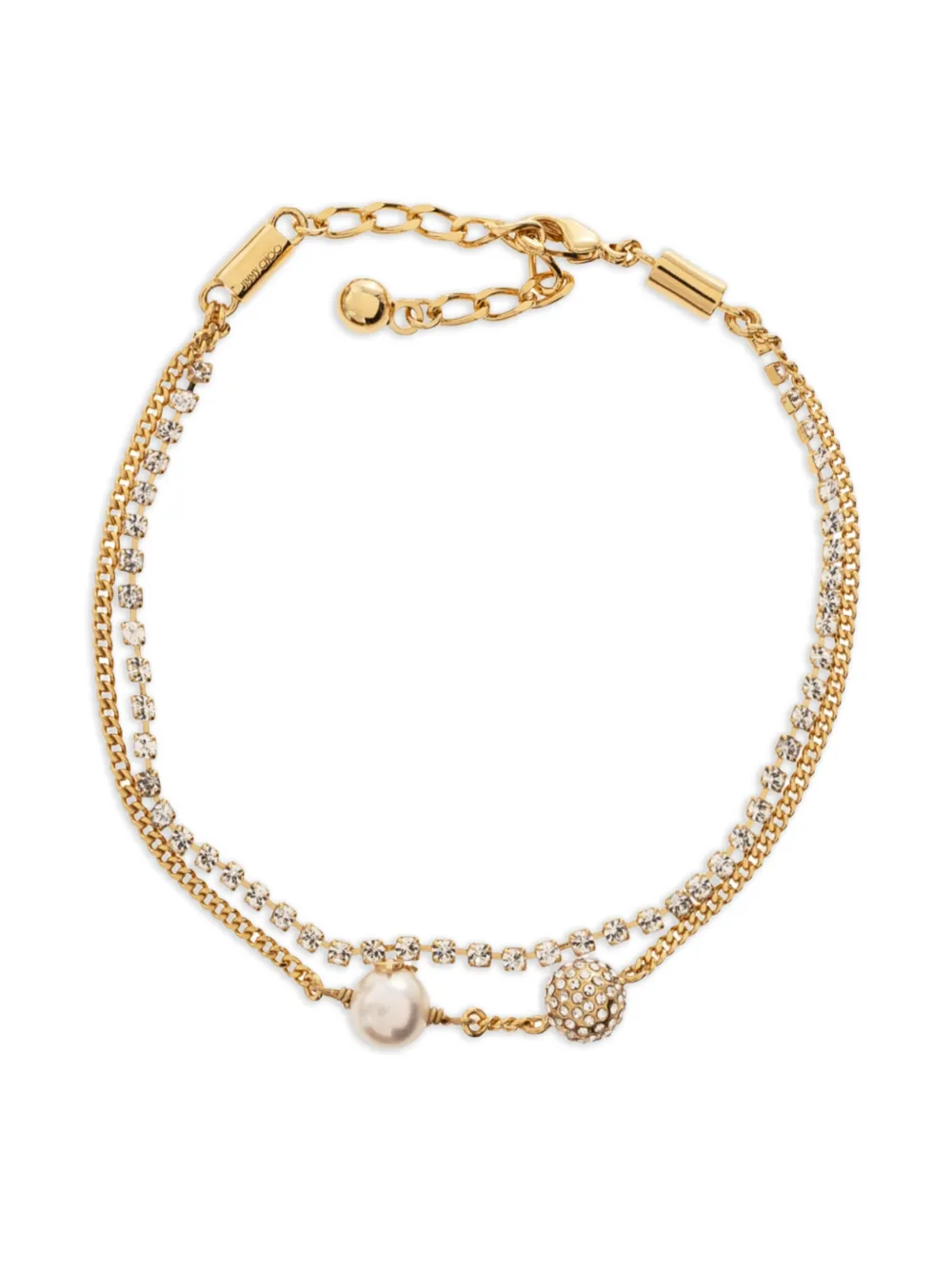 Jimmy Choo crystal-embellished faux-pearl anklet - Oro