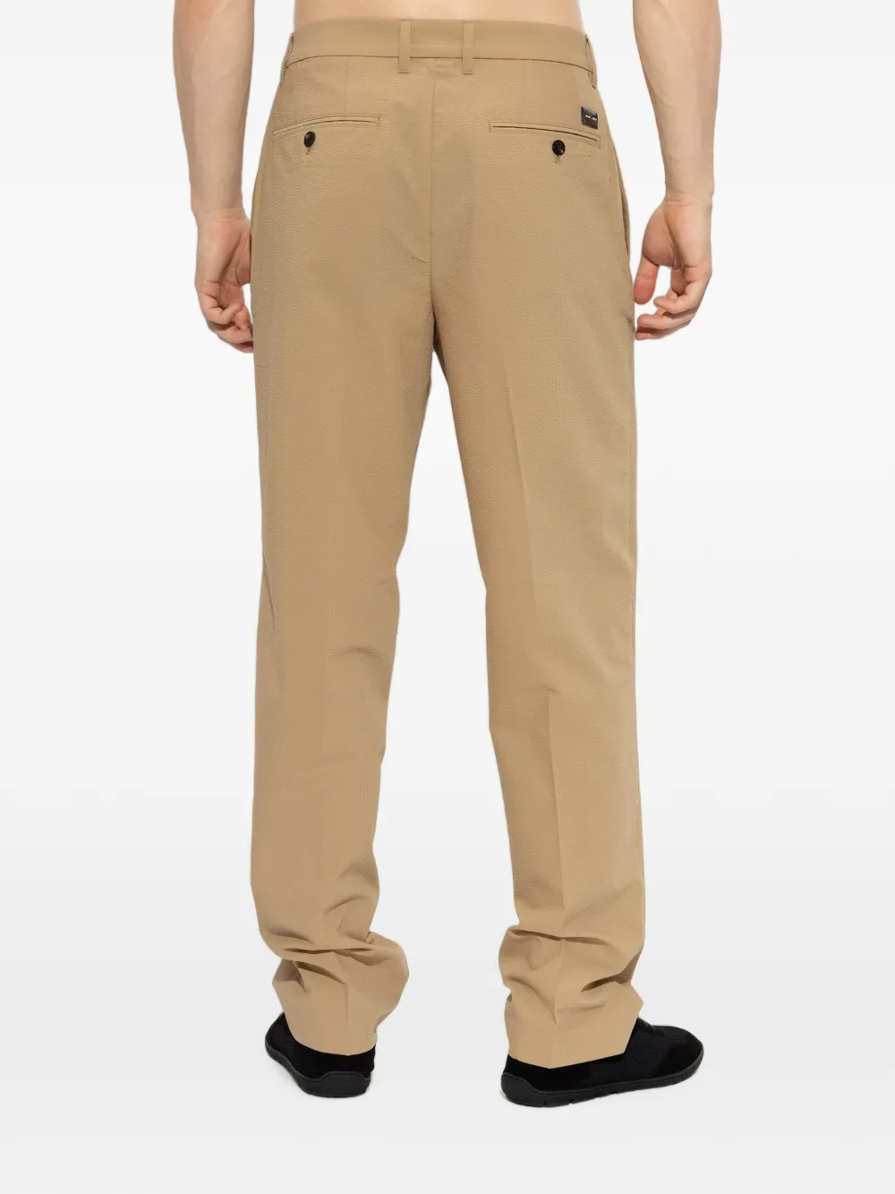 Emporio Armani seersucker trousers with down and feather padding Beige
