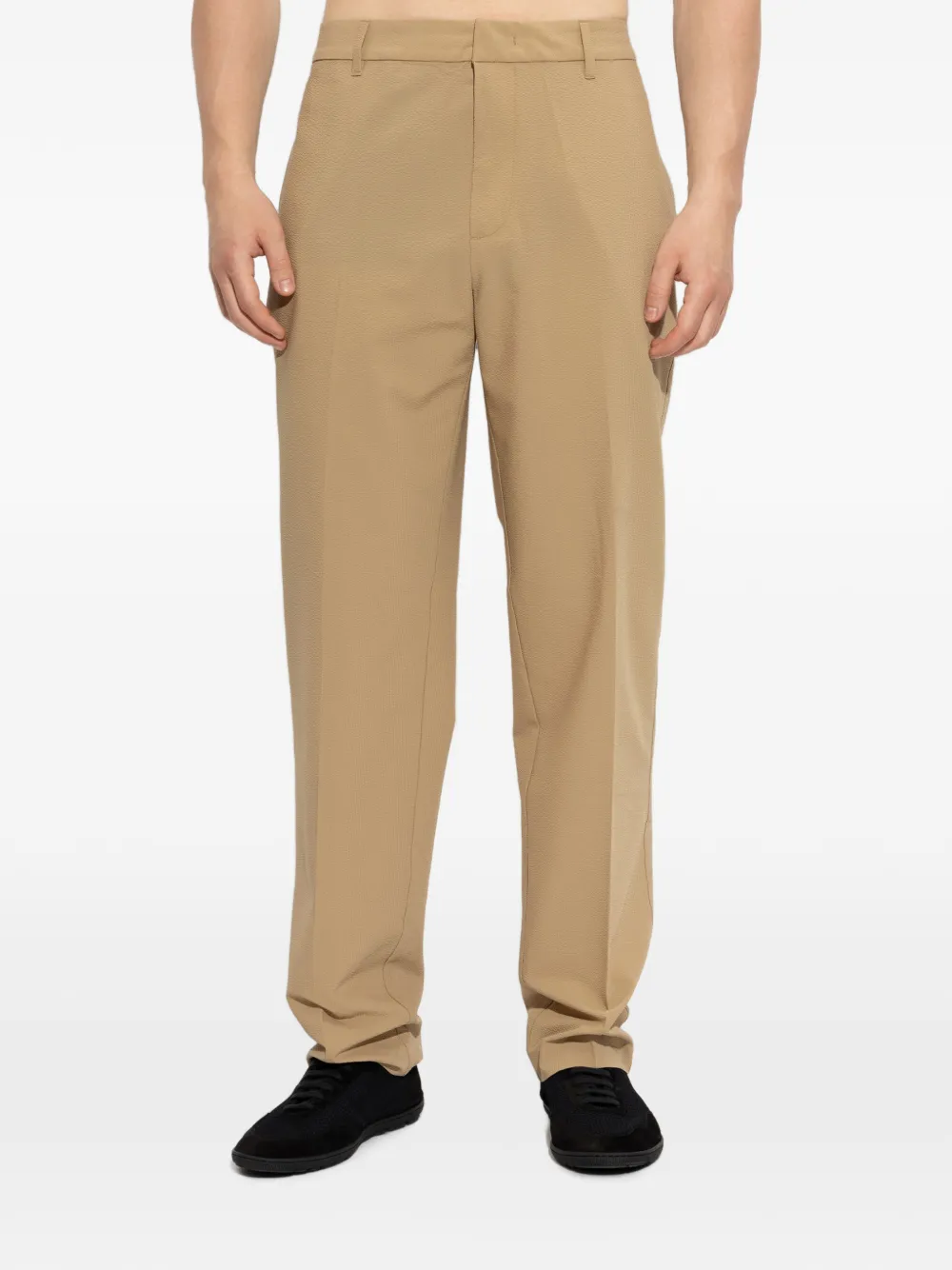 Emporio Armani seersucker trousers with down and feather padding Beige