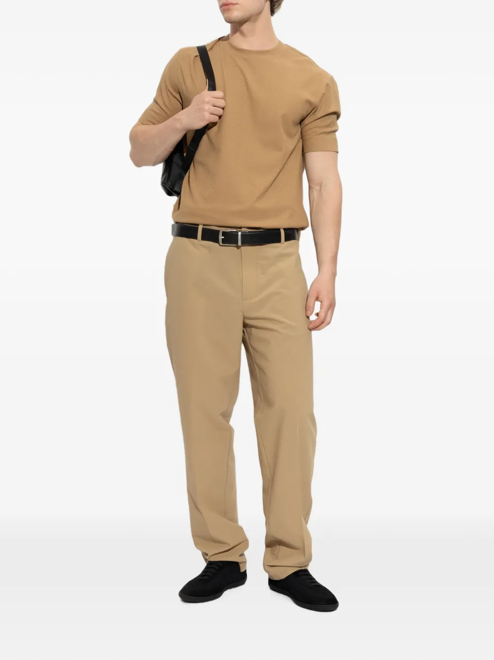Emporio Armani seersucker trousers with down and feather padding Beige