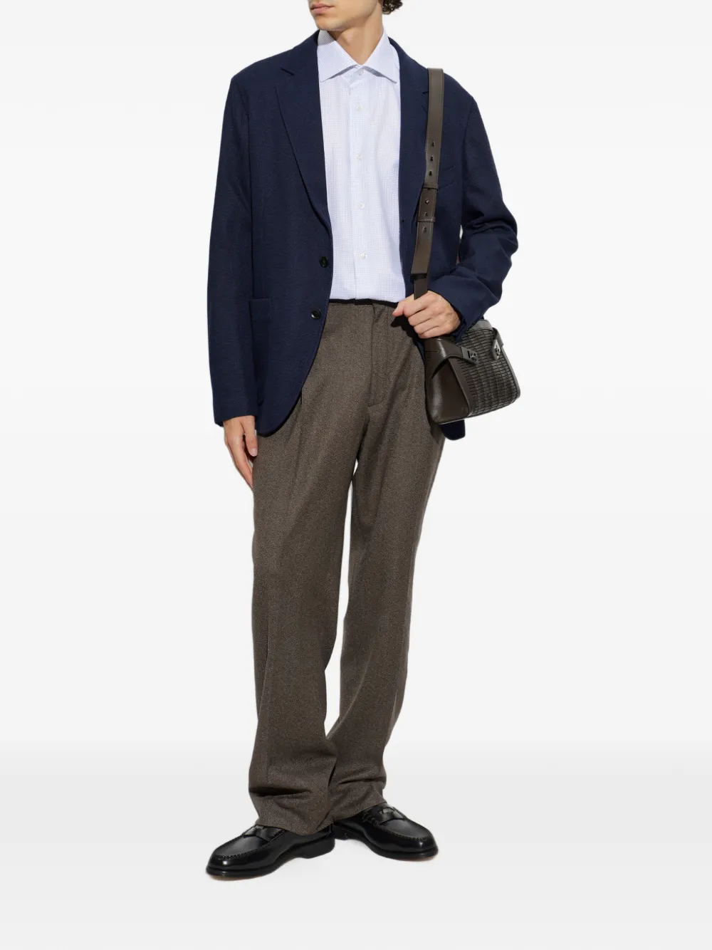 Brioni Geruit overhemd Blauw