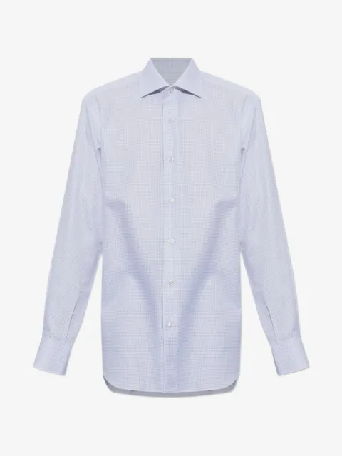 Brioni check-print cotton shirt