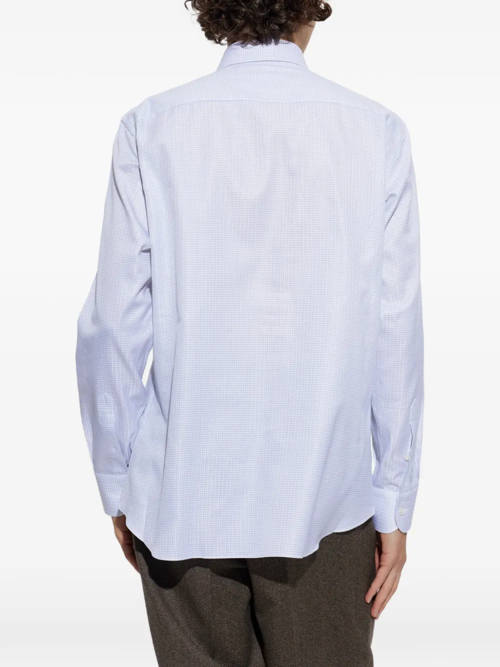 Brioni Geruit overhemd Blauw