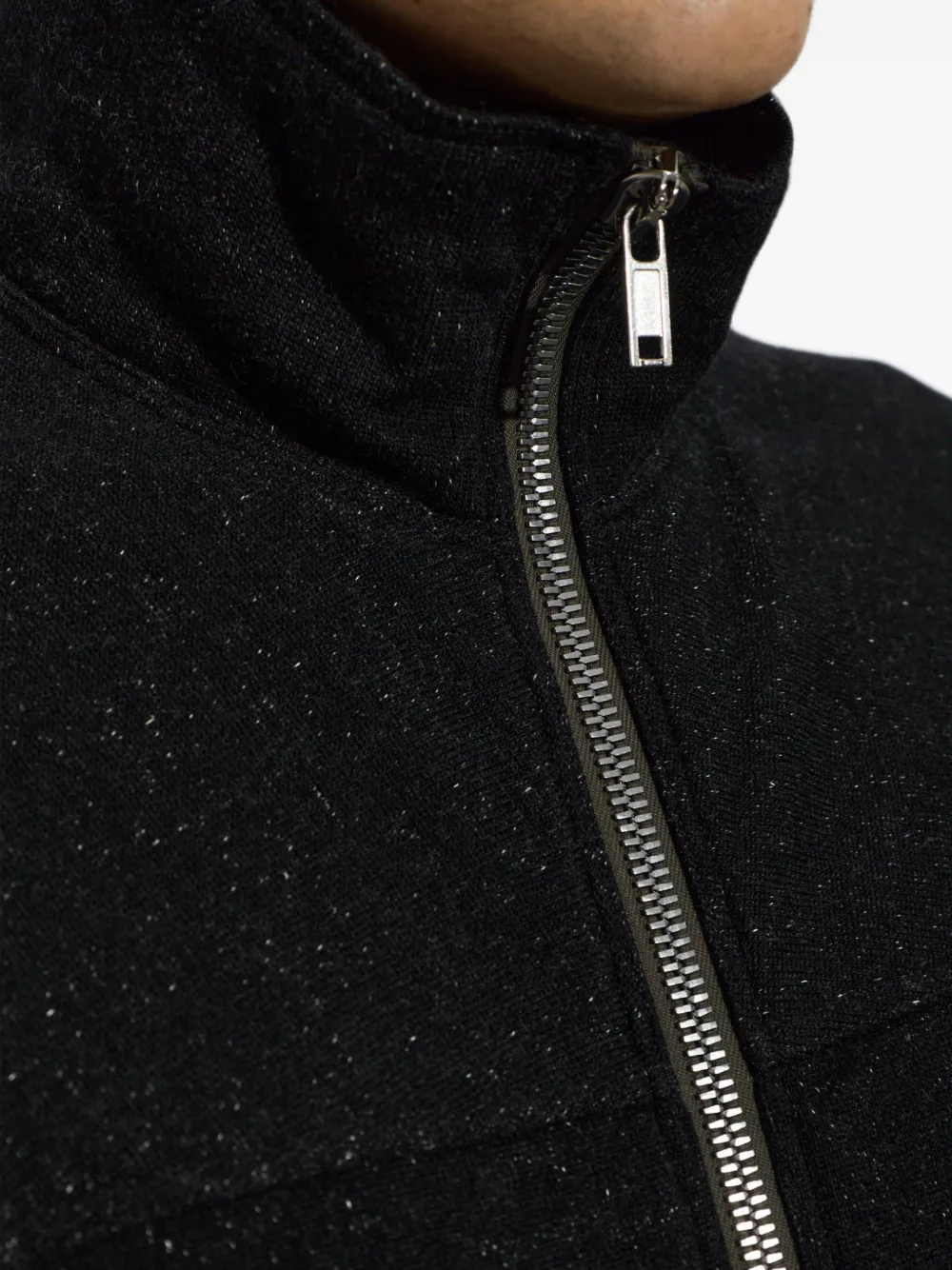 Rick Owens stand-up collar zip-up sweater Zwart
