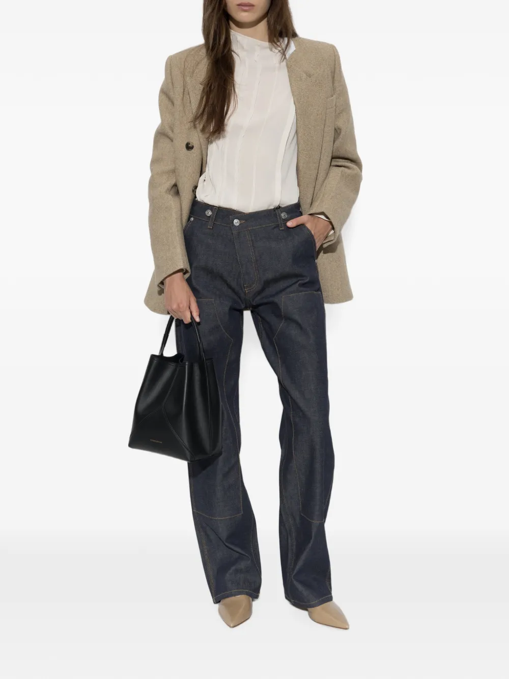 Victoria Beckham Geplooide blouse Beige