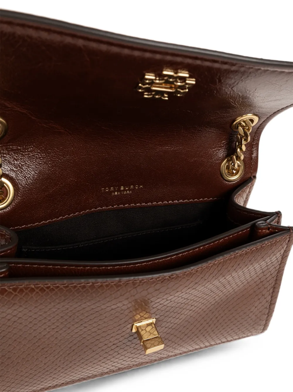 Tory Burch Kira mini-schoudertas met slangen-effect Bruin