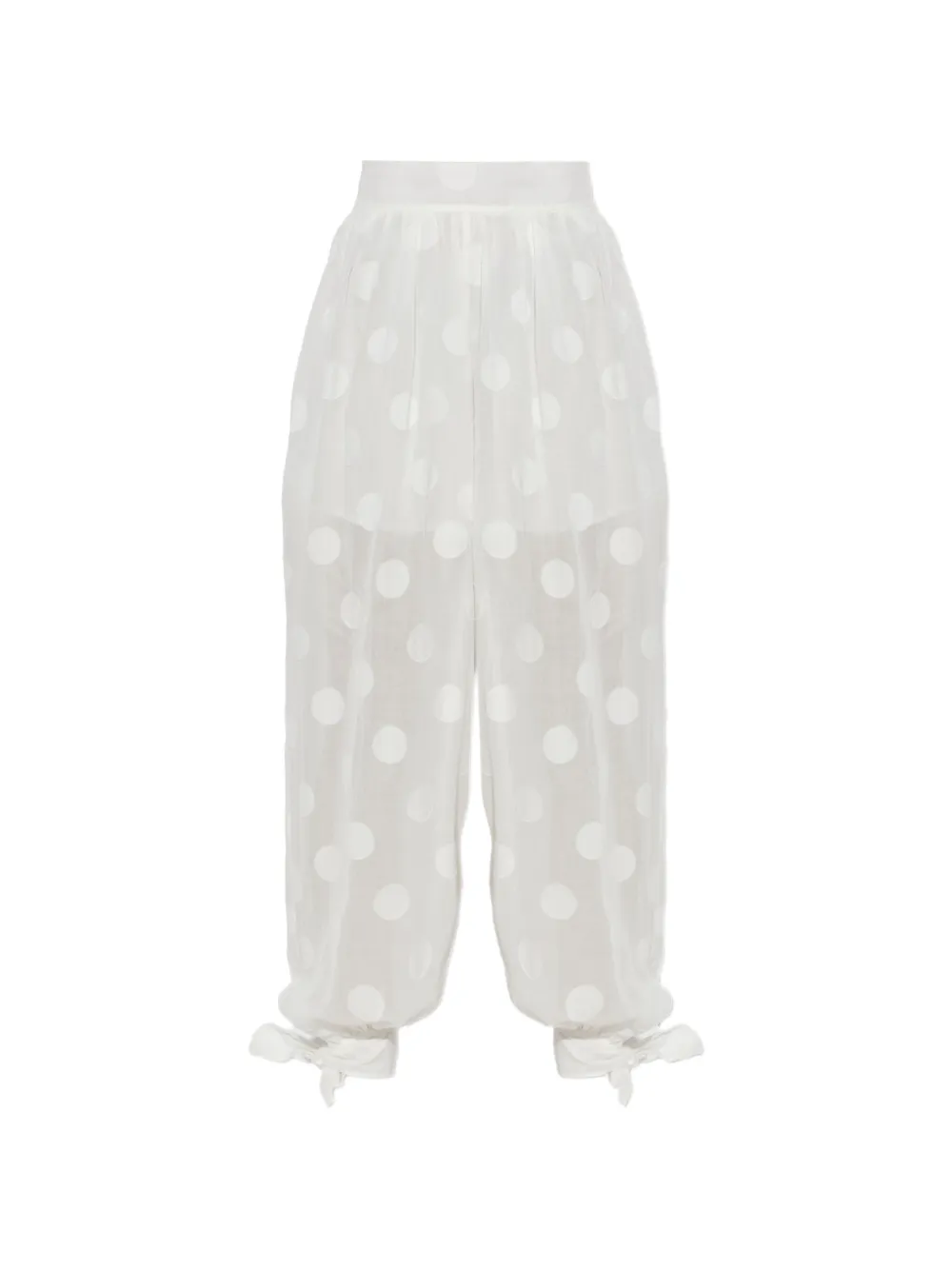 ZIMMERMANN polka dot tie-fastening trousers - White