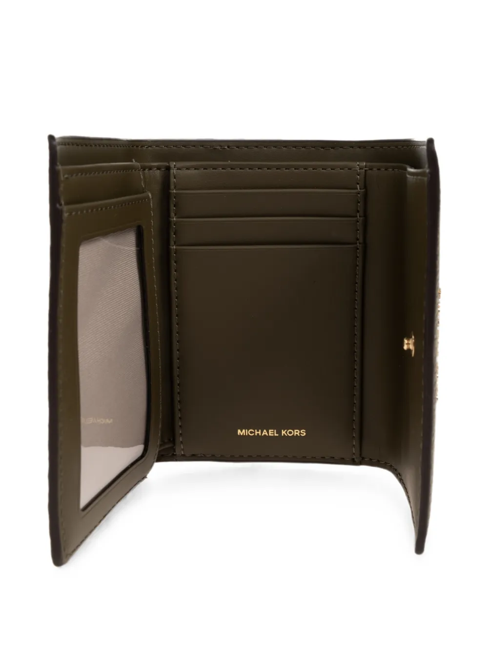 Michael Kors logo-plaque leather wallet Groen