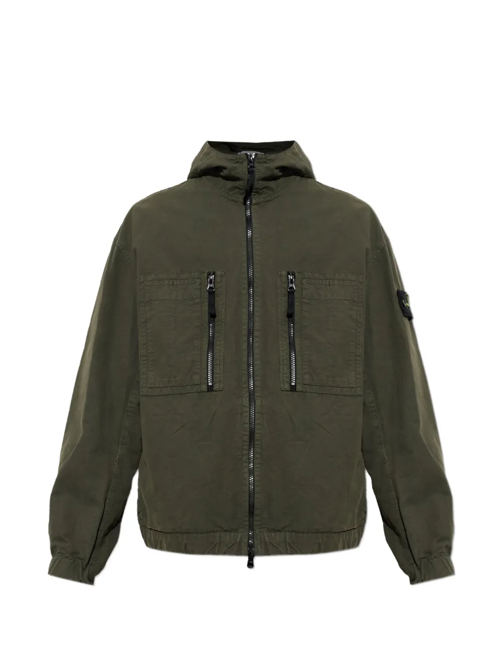 Stone Island logo-patch hooded jacket | vert | Image 1