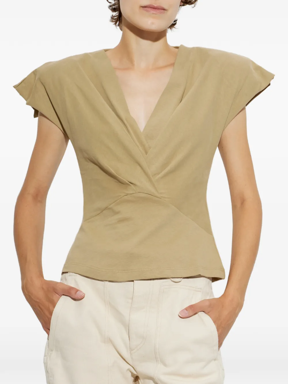 ISABEL MARANT Nadrine T-shirt met V-hals Beige