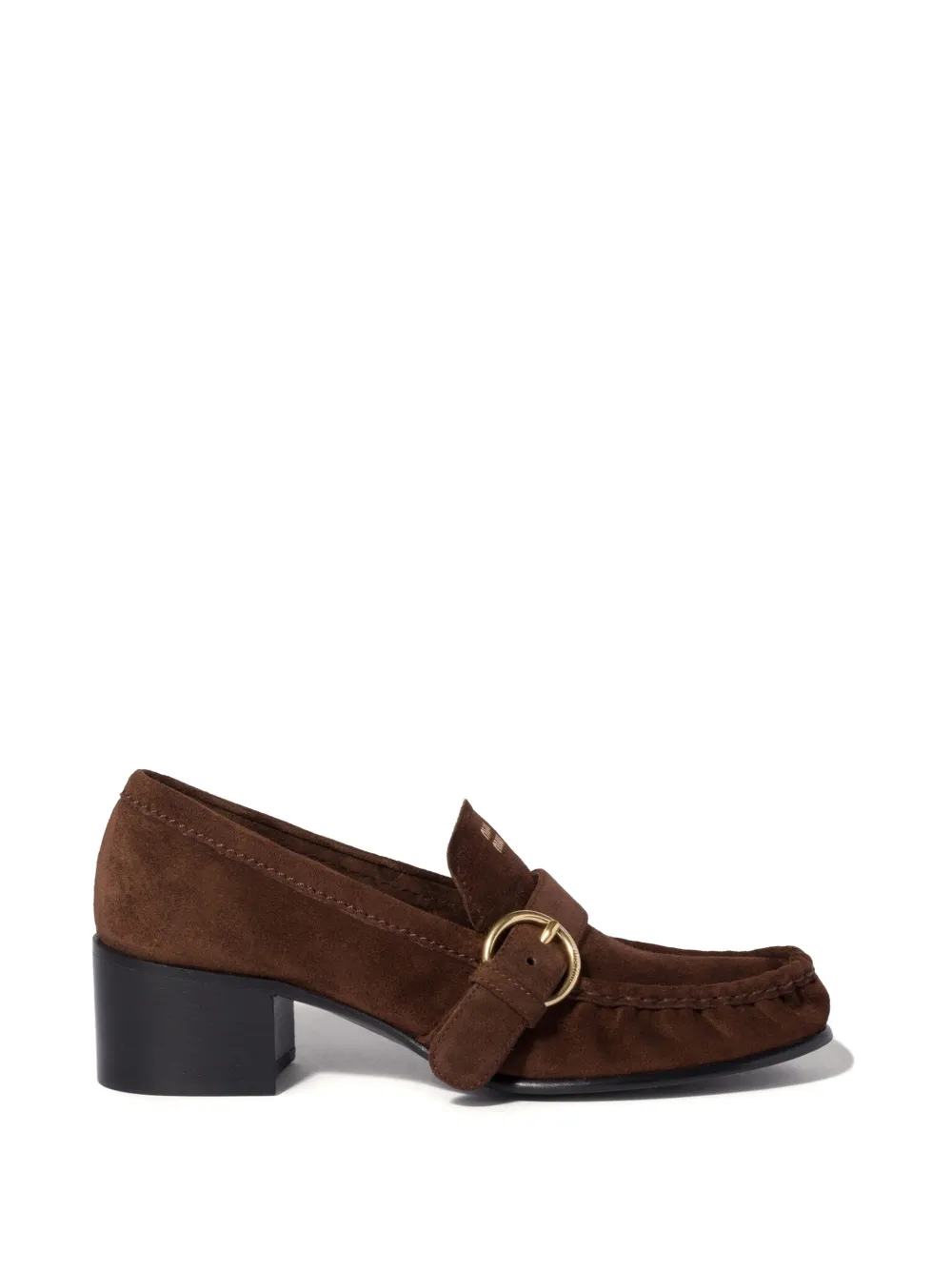 Miu Miu Mocassini in pelle scamosciata con fibbia - Marrone