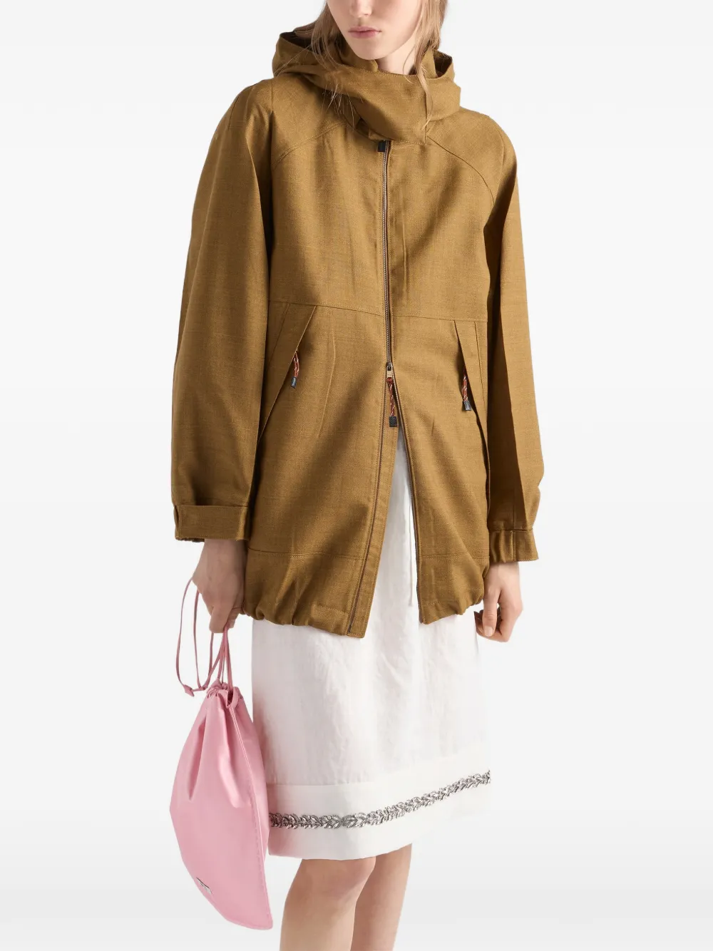 Prada Mélange wollen jack met zak Bruin