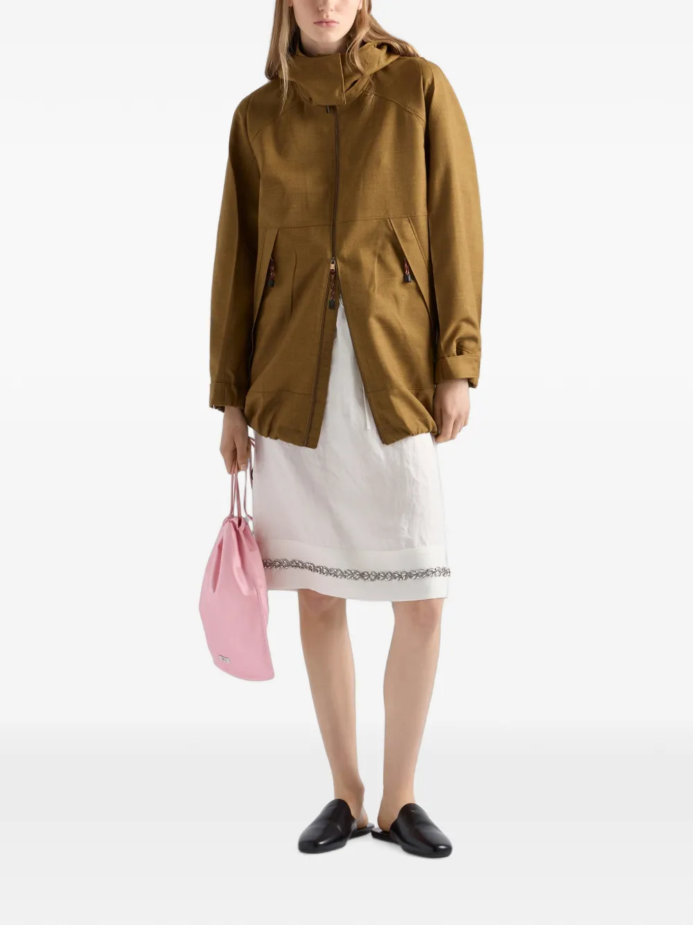Prada Mélange wollen jack met zak Bruin