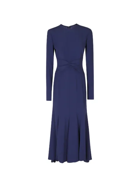 Alberta Ferretti midi ruched-waist long-sleeve dress