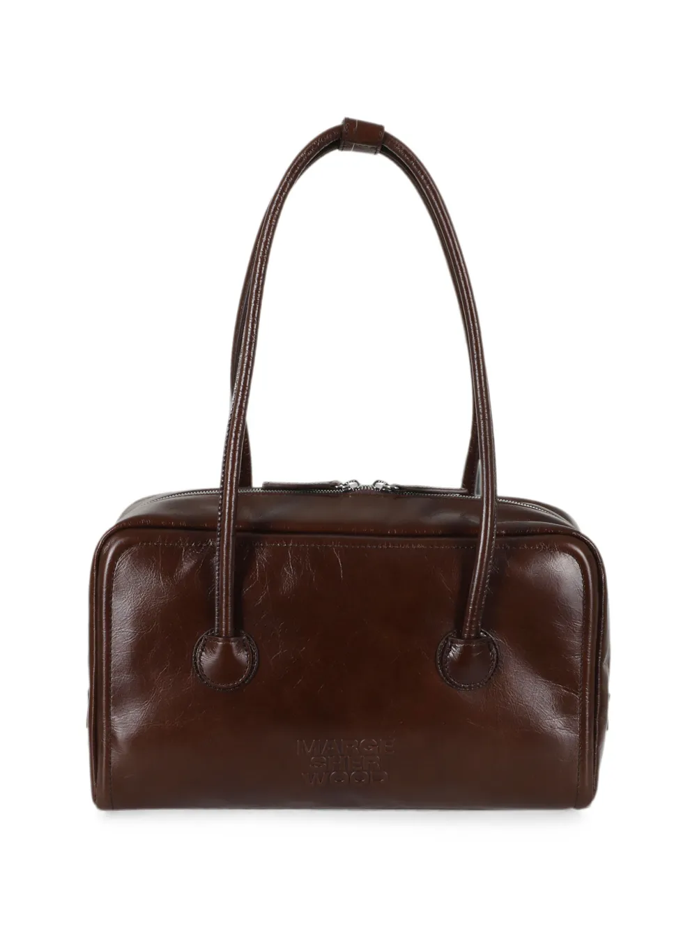 Marge Sherwood Soft Boston crinkle-effect logo-debossed tote bag - Marrone
