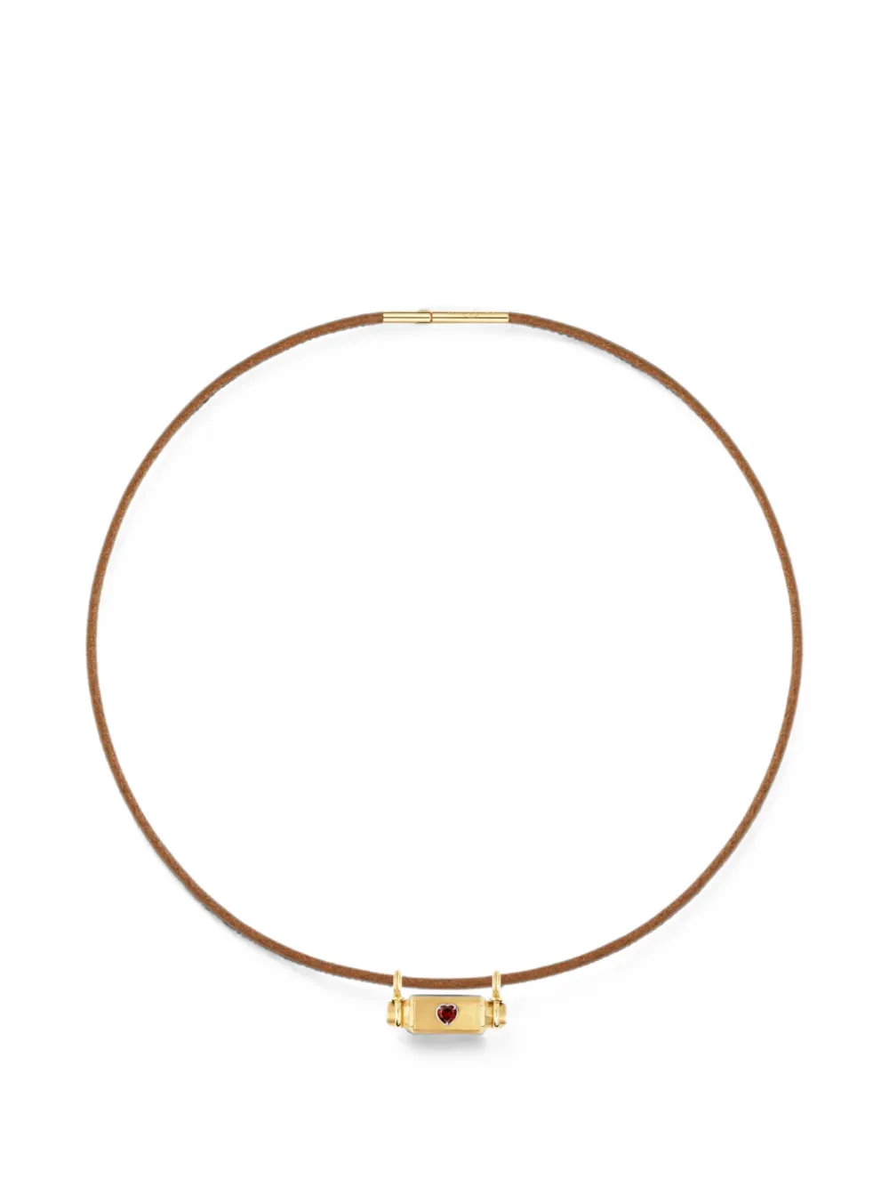Marie Lichtenberg Heart Smash Locket garnet-embellished necklace - Oro