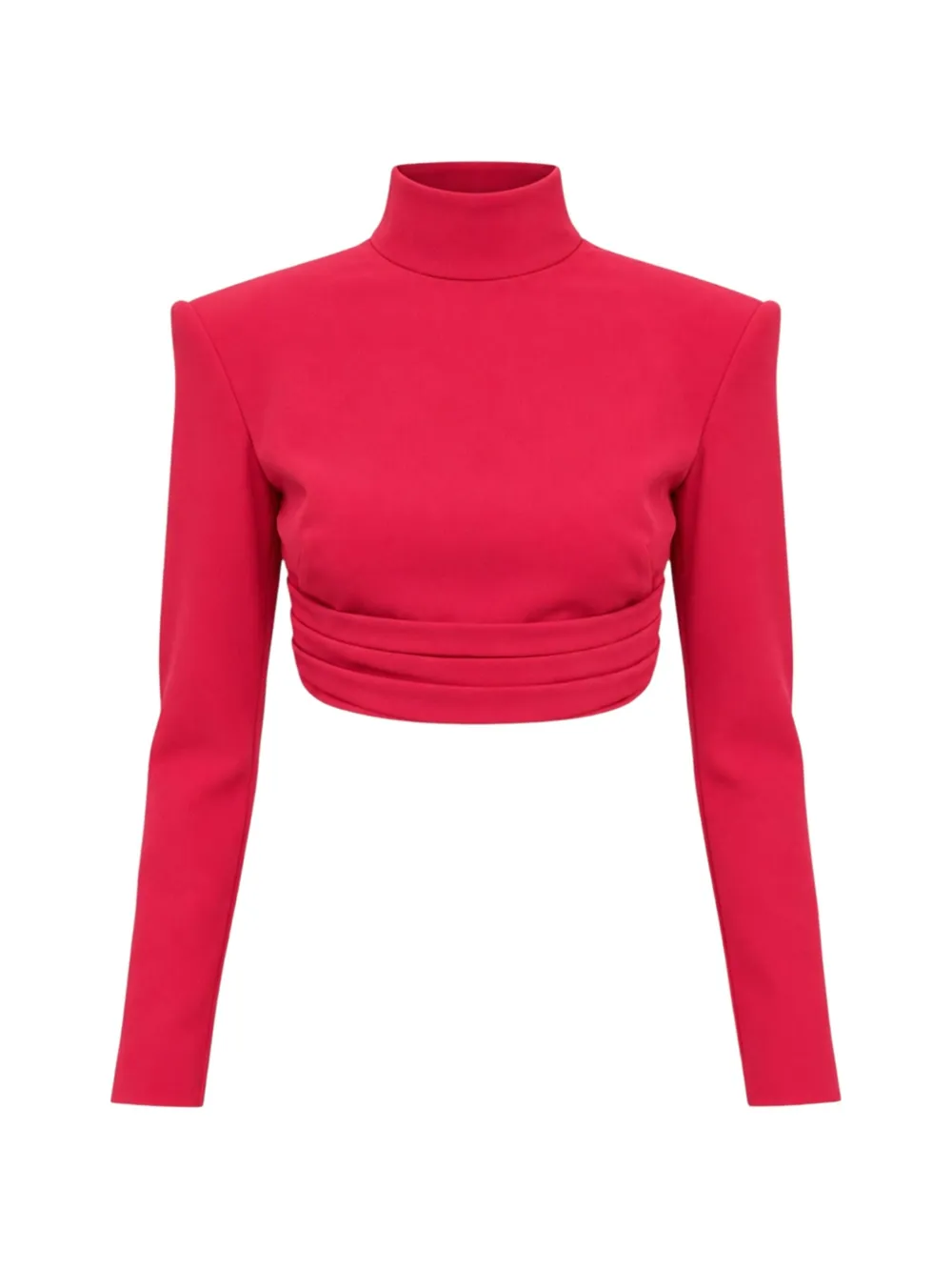 Zuhair Murad padded-shoulder ruched cropped top - Rosa
