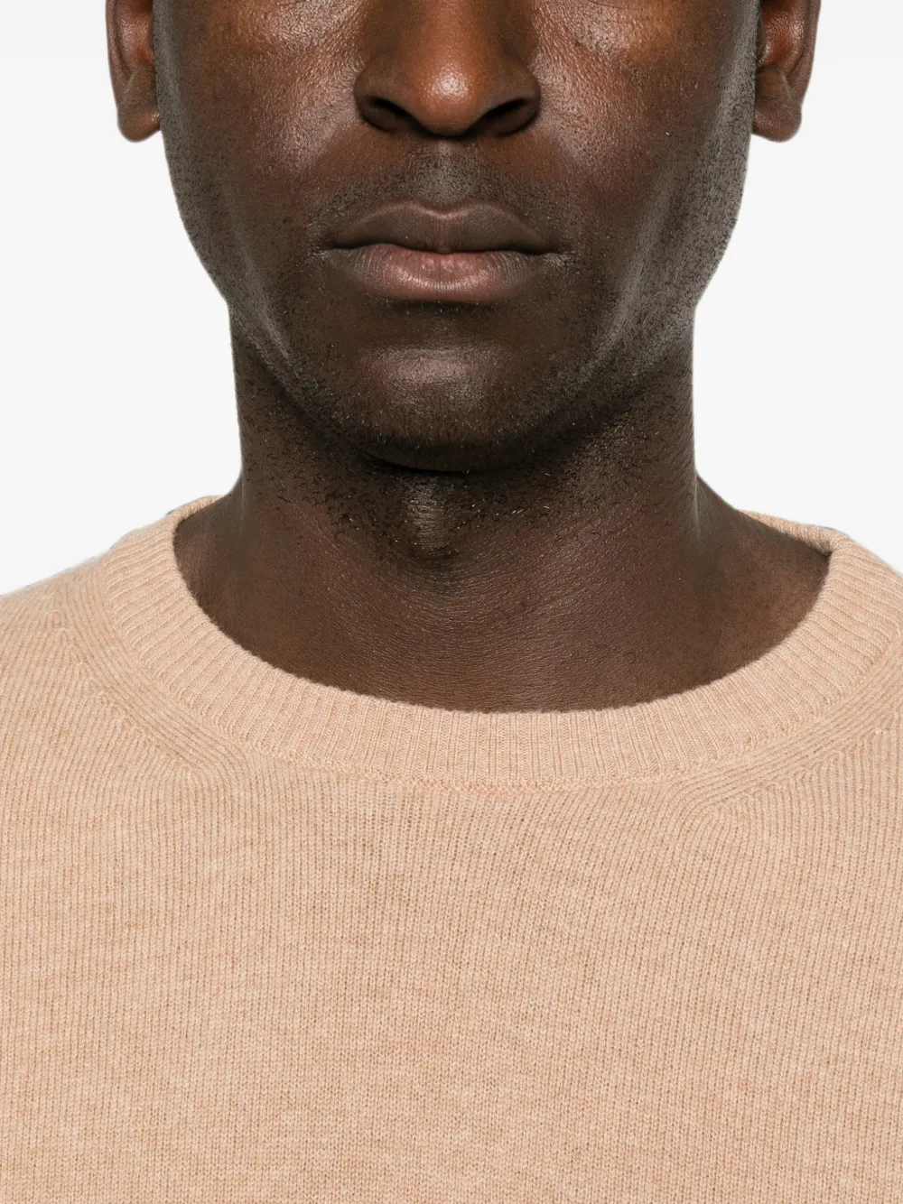 Canali Trui met ronde hals en geribbelde afwerking Beige