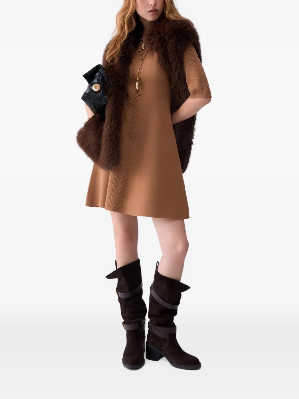 LIU JO Gebreide flared jurk Beige
