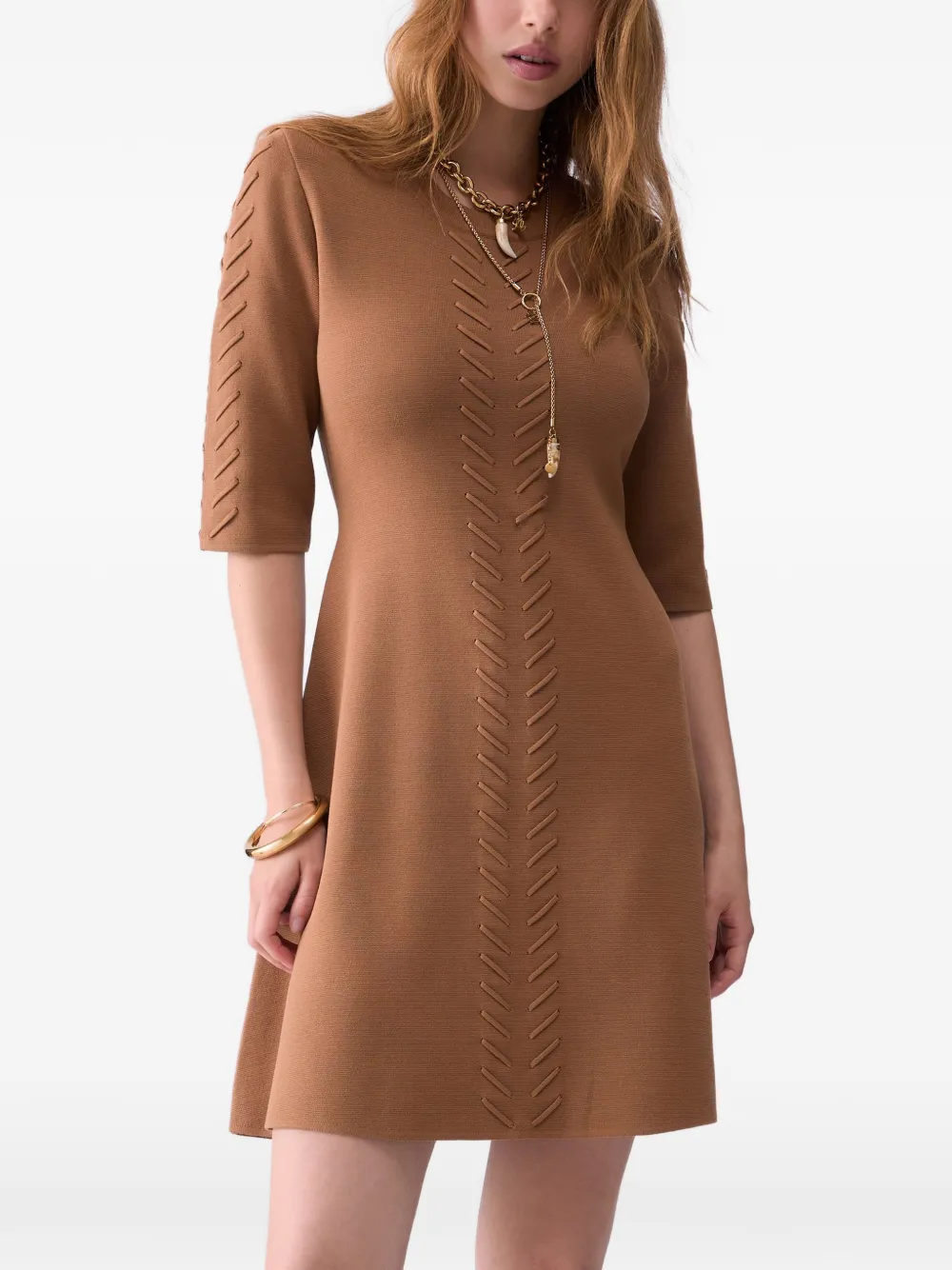 LIU JO Gebreide flared jurk Beige