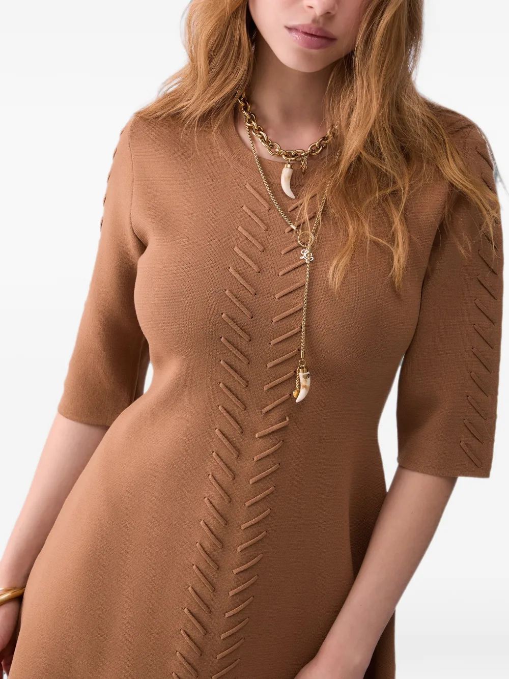 LIU JO Gebreide flared jurk Beige