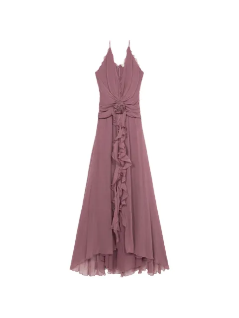 Blumarine rose-detail V-neck maxi gown