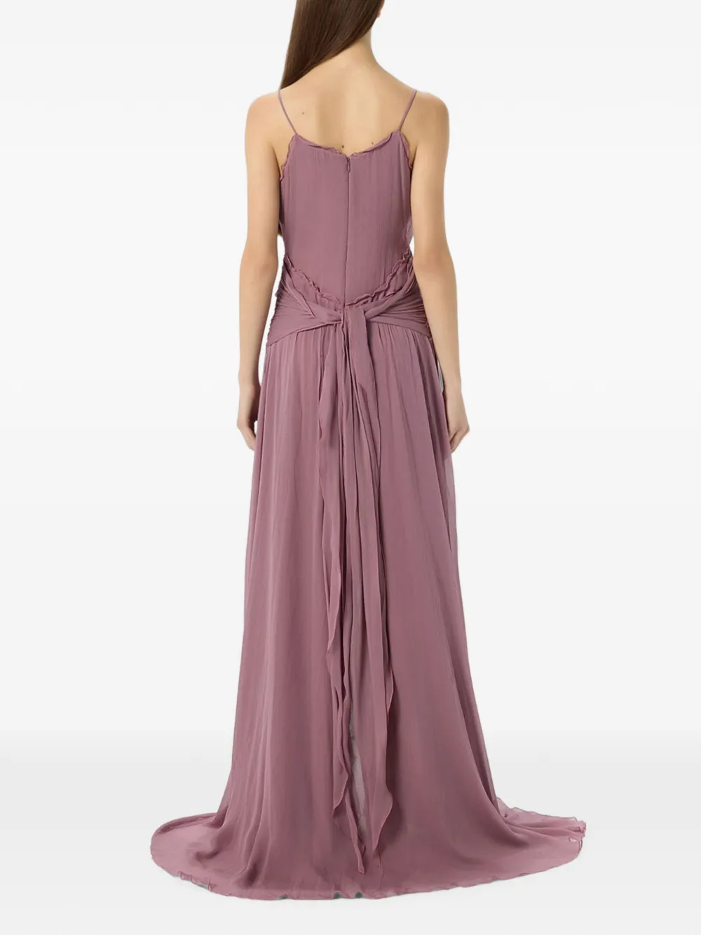 Blumarine Maxi-avondjurk met roosdetail en V-hals Roze