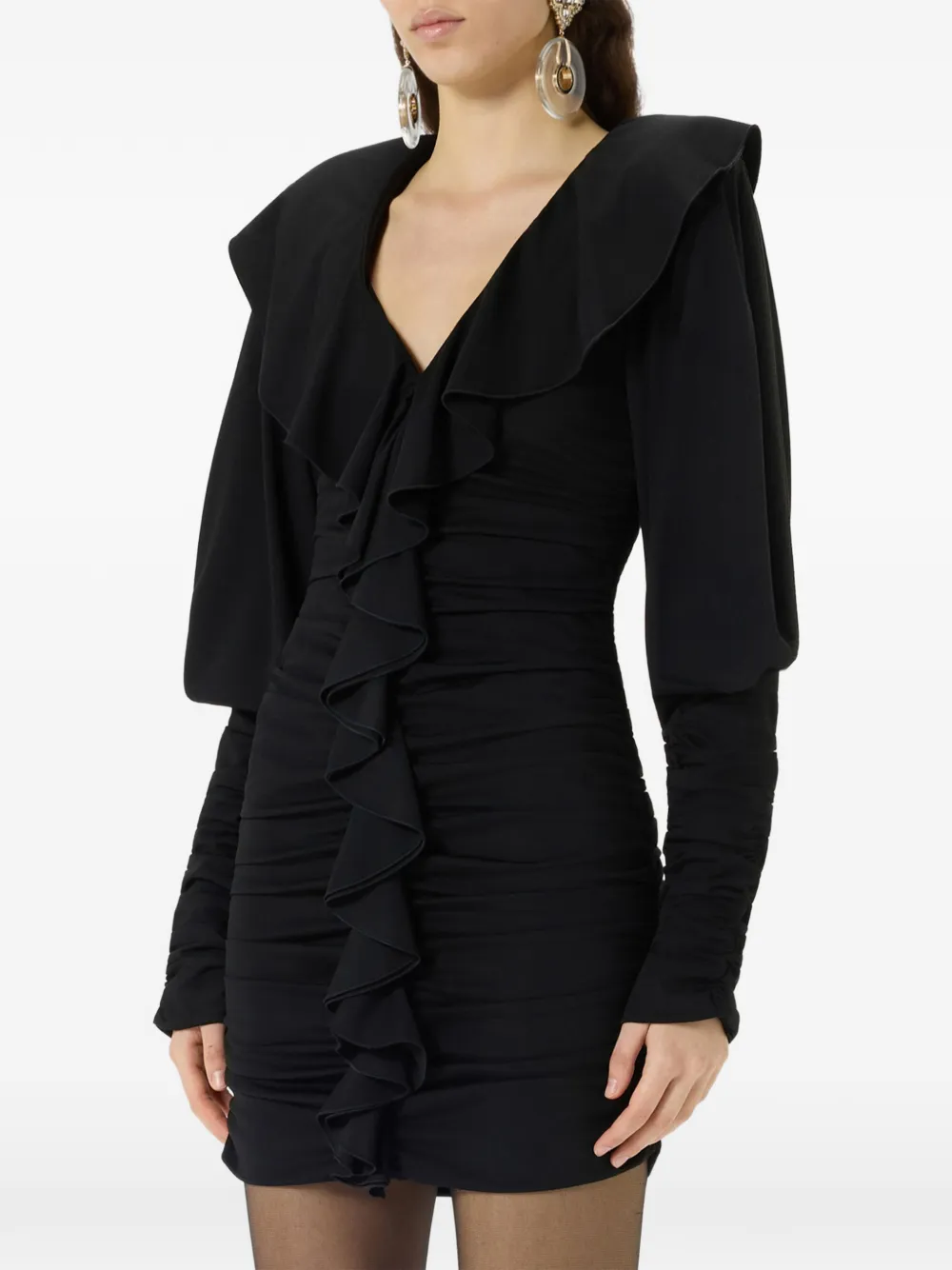 Blumarine Gesmockte mini-jurk met ruches Zwart