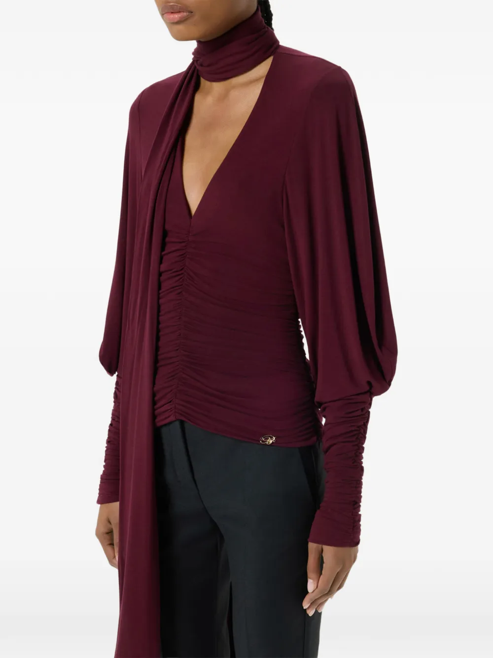Blumarine Gesmockte blouse met stola-detail Rood
