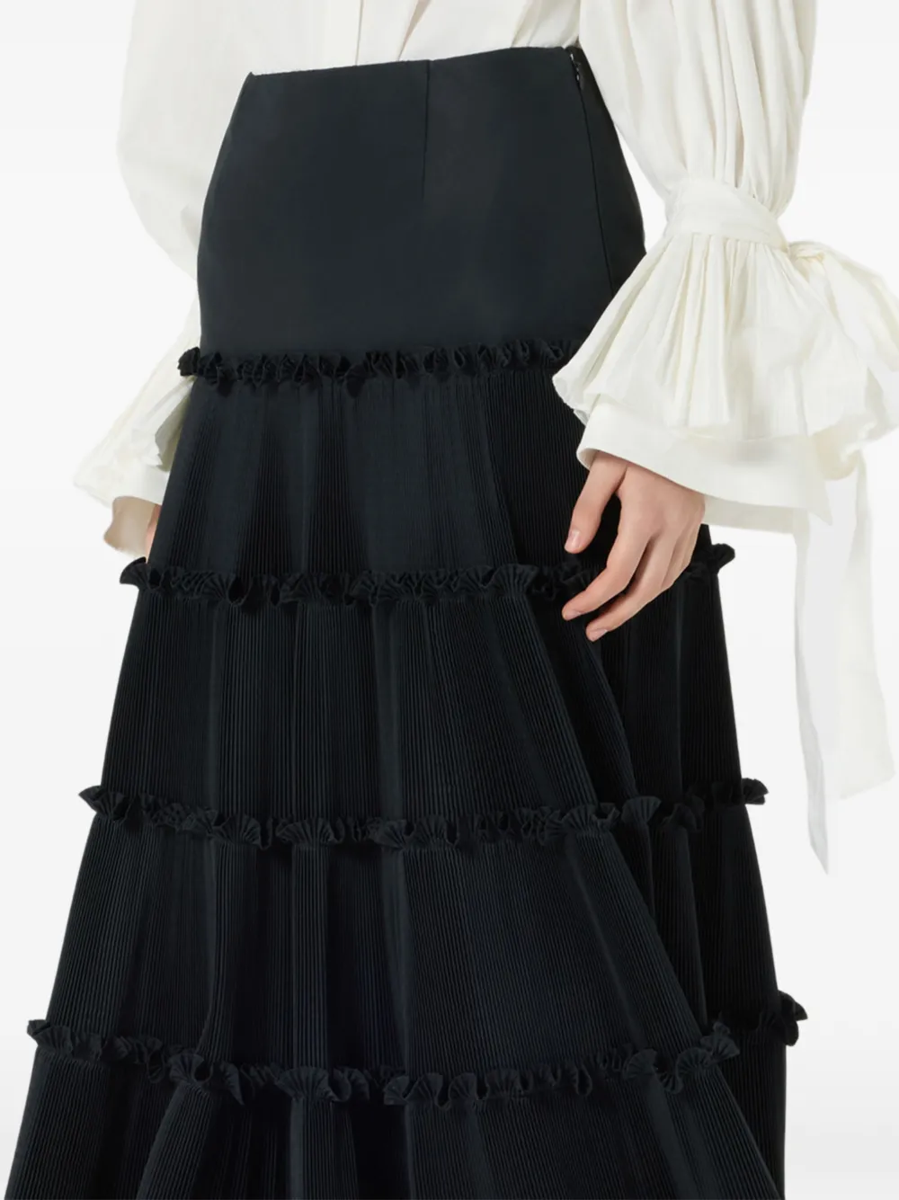 Blumarine Maxi-rok met ruches en plooien Zwart