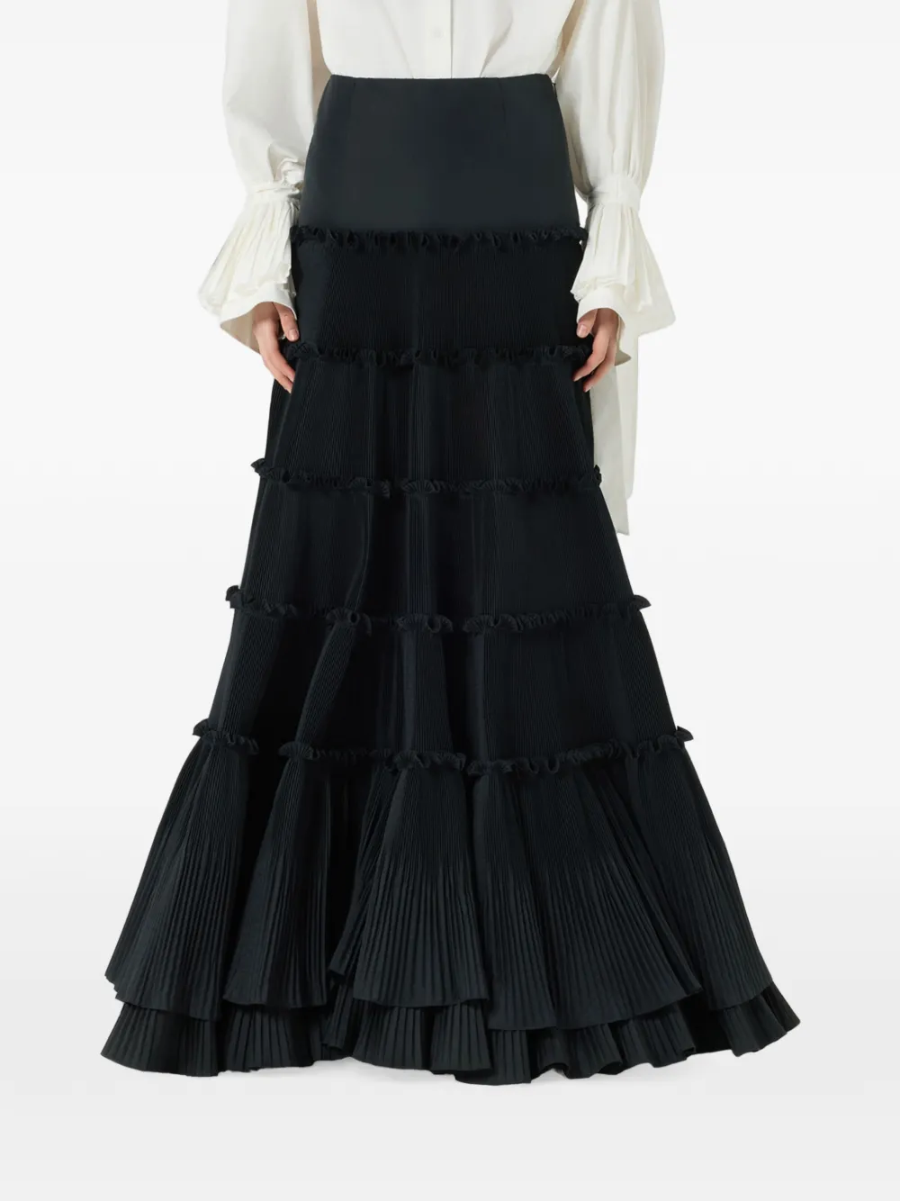 Blumarine Maxi-rok met ruches en plooien Zwart