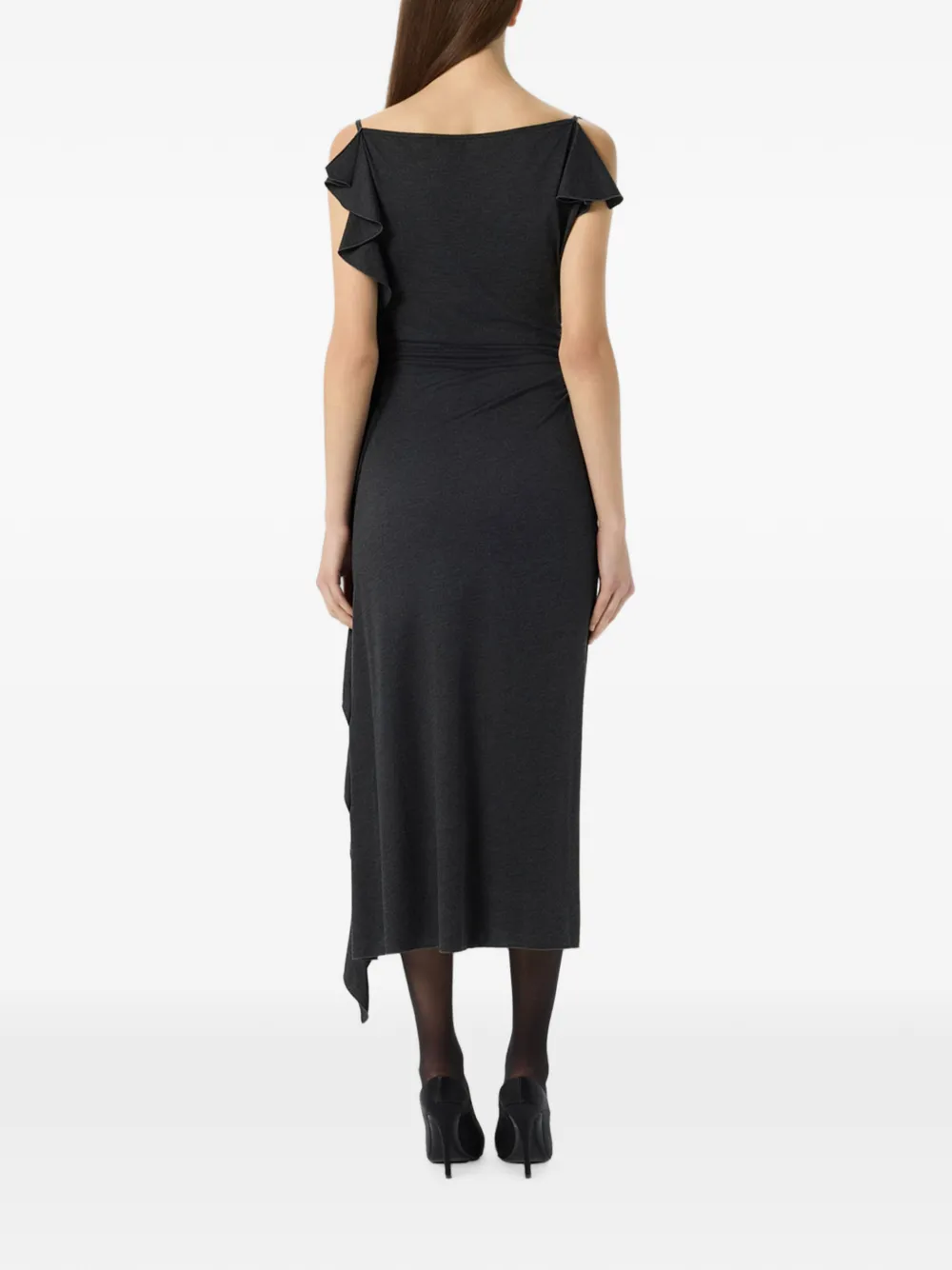 Blumarine Jurk met ruches en zijsplit Grijs