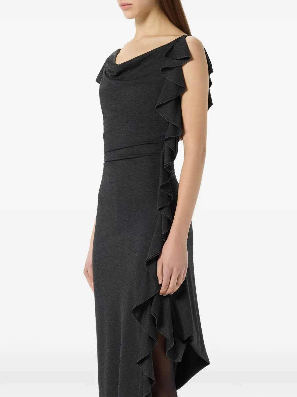 Blumarine Jurk met ruches en zijsplit Grijs