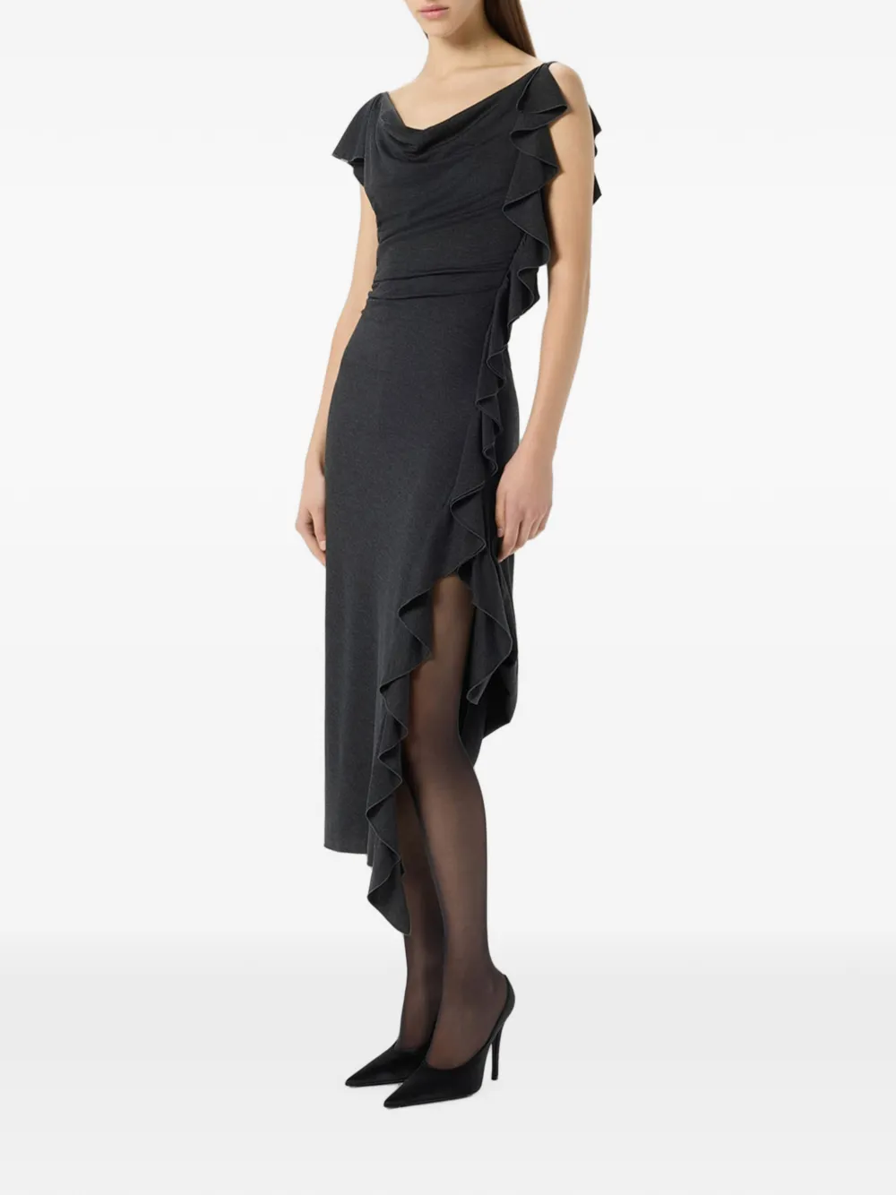 Blumarine Jurk met ruches en zijsplit Grijs