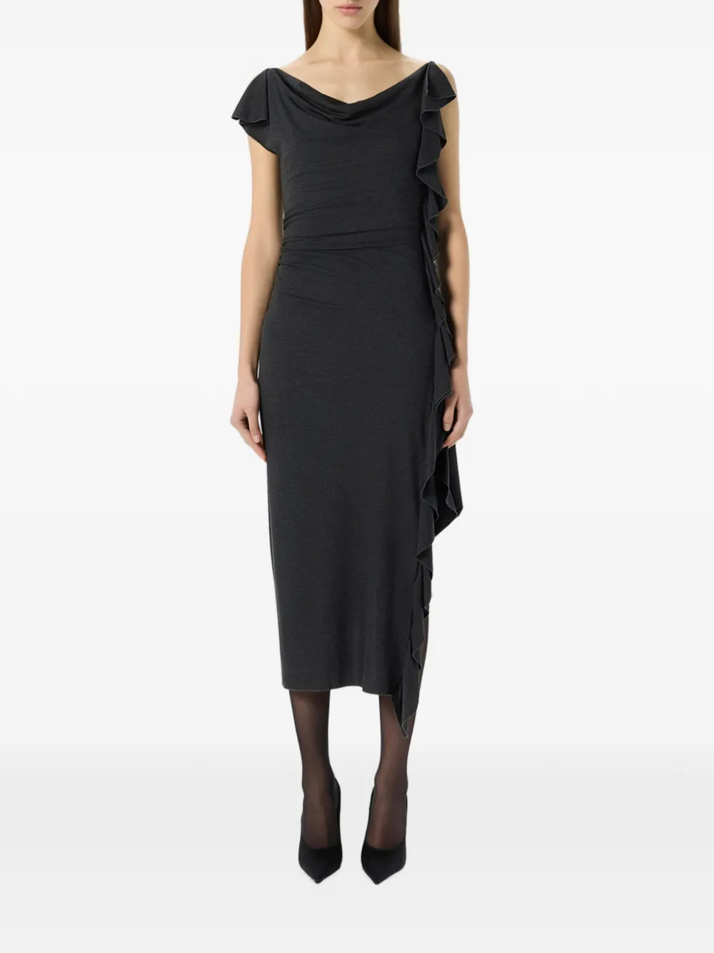 Blumarine Jurk met ruches en zijsplit Grijs