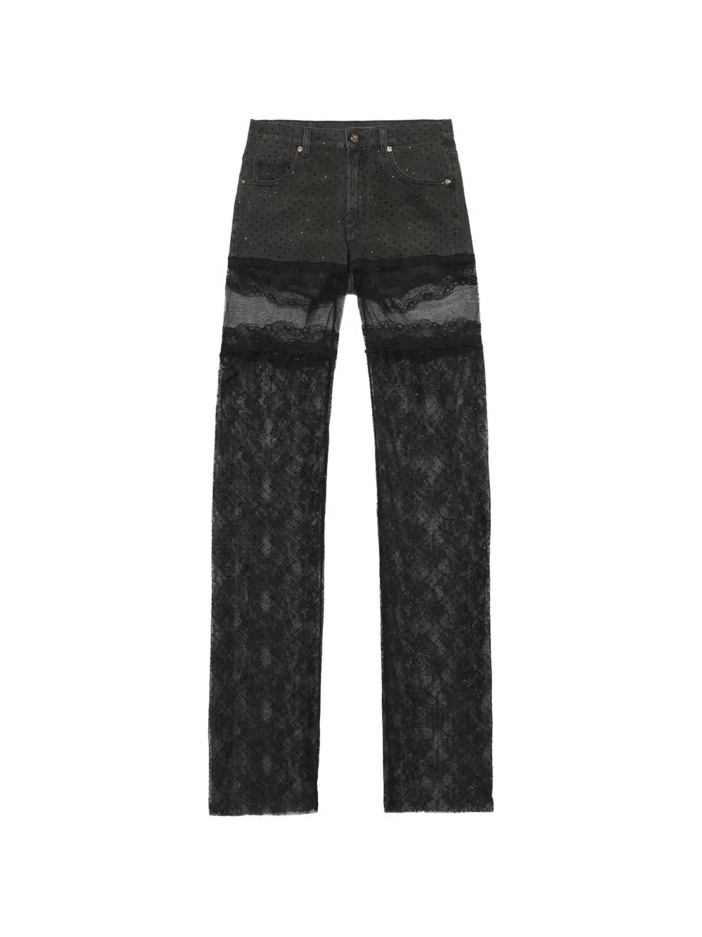 Blumarine lace-panelled rhinestone-embellished trousers