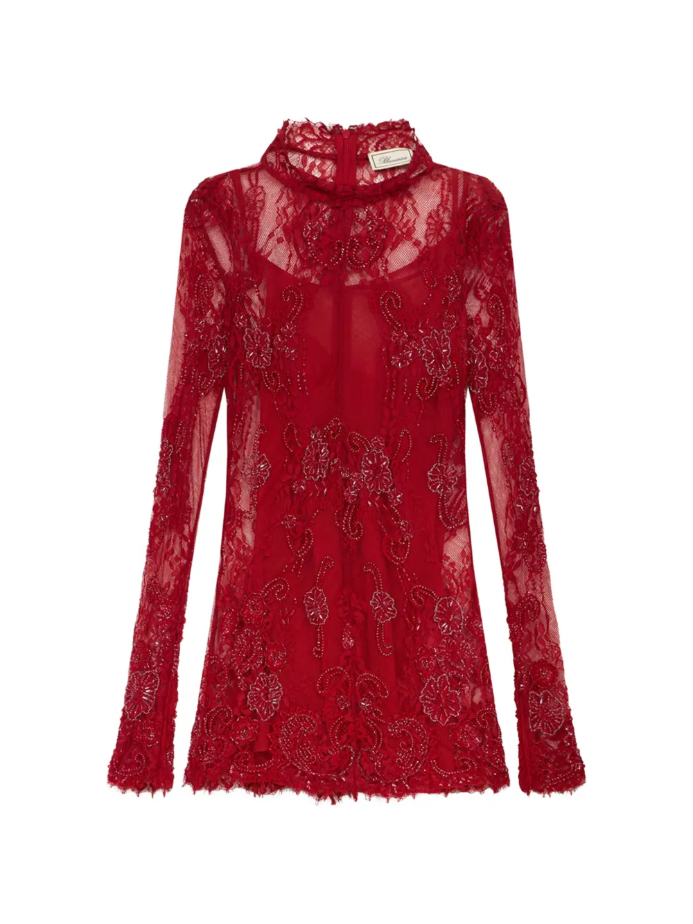 Blumarine long-sleeve embroidered mini dress
